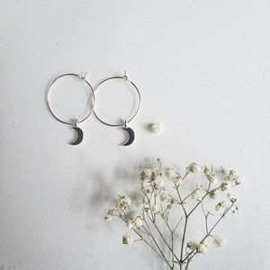 Moon Charm Hoop Earrings 🌙